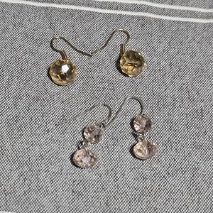 ⭐️Vintage Elegant Gold and Pink Crystal Earrings Set
